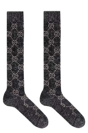 Jacquard logo cotton blend socks-1